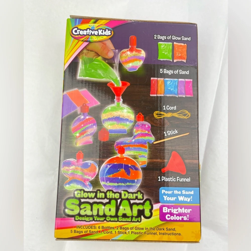 Creative Kids Glow In The Dark Sand Art Design 6 Bottles Magic Glow Sand